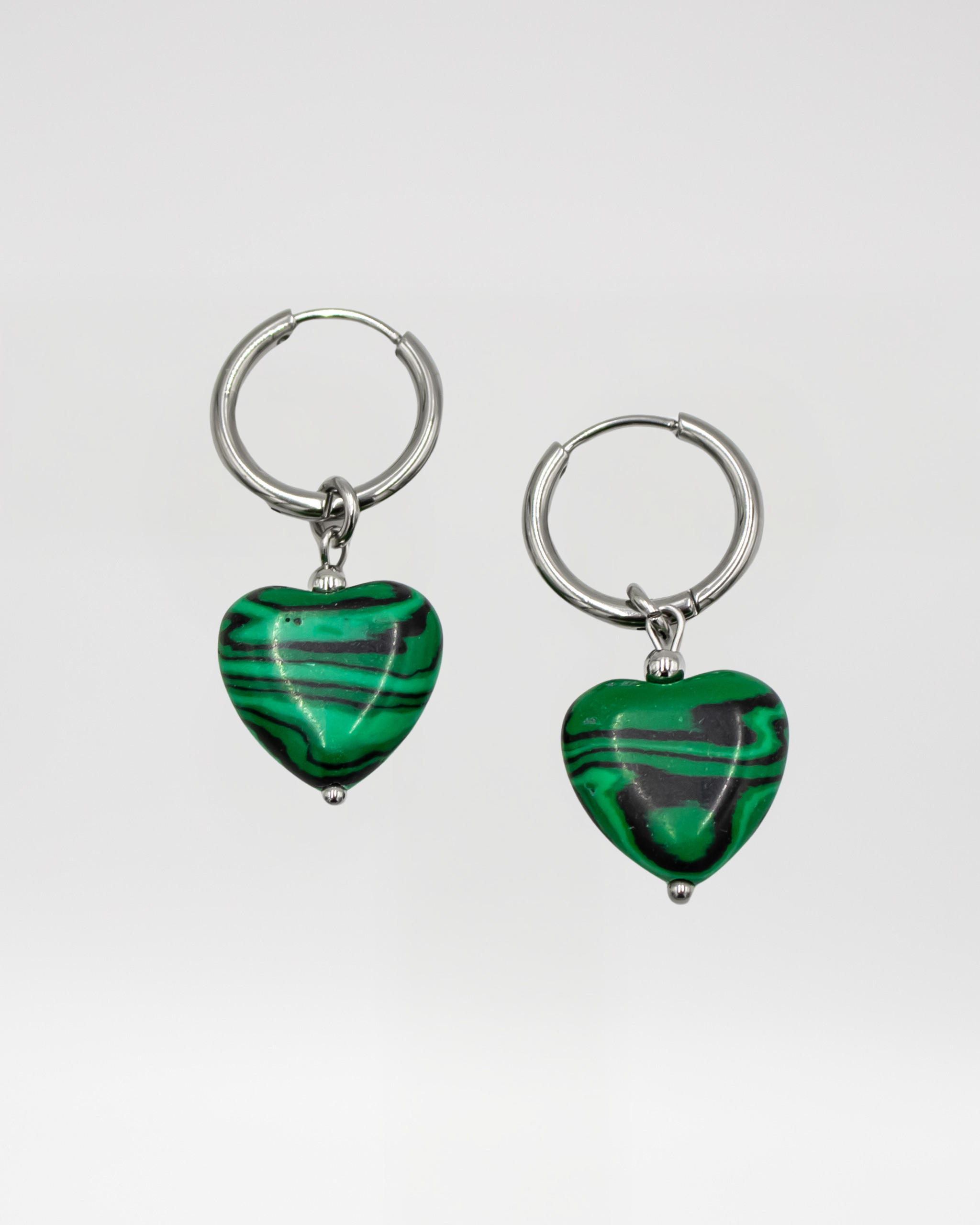 Green Heart Earrings