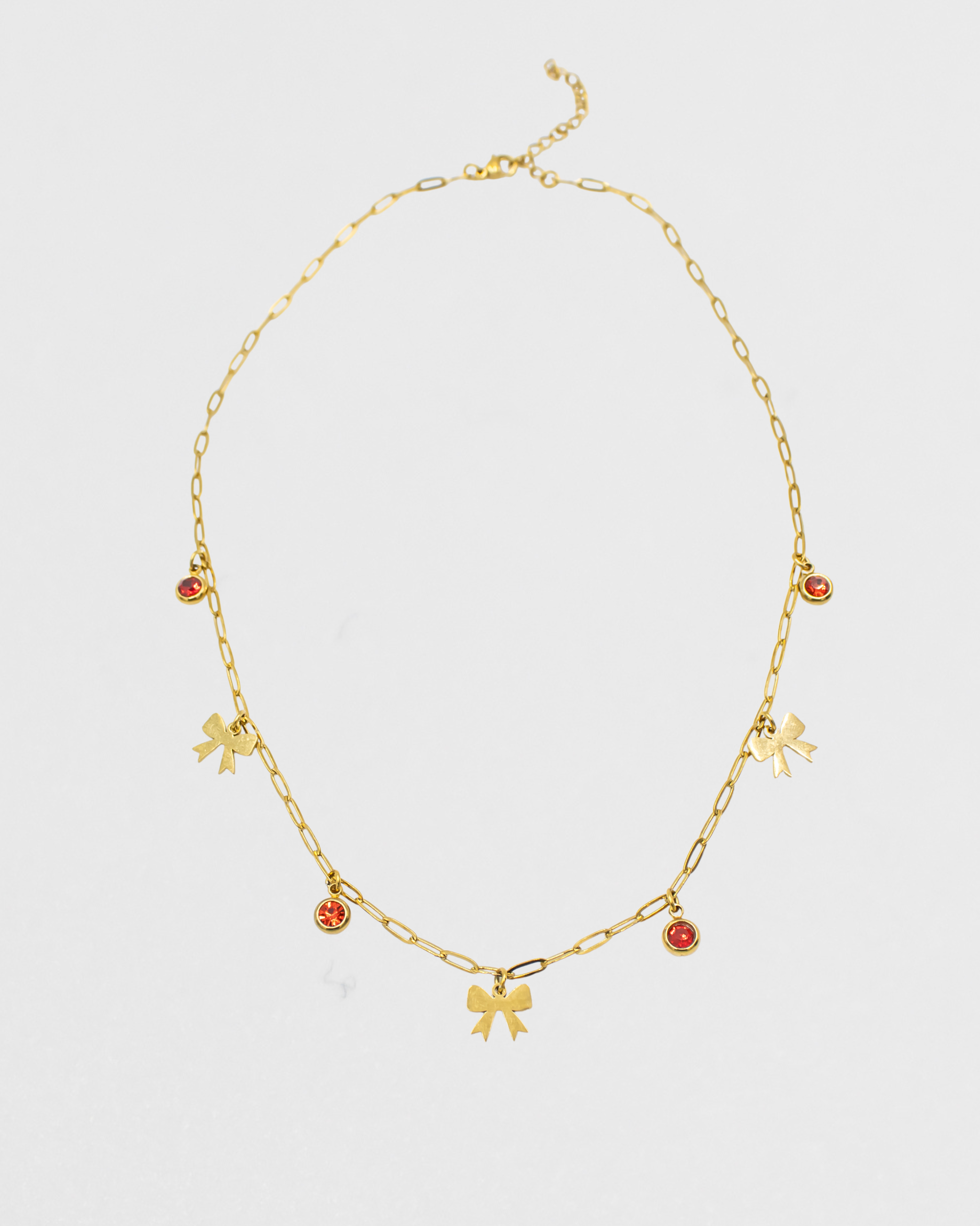 Sparkly Bows Necklace - Gold Steel