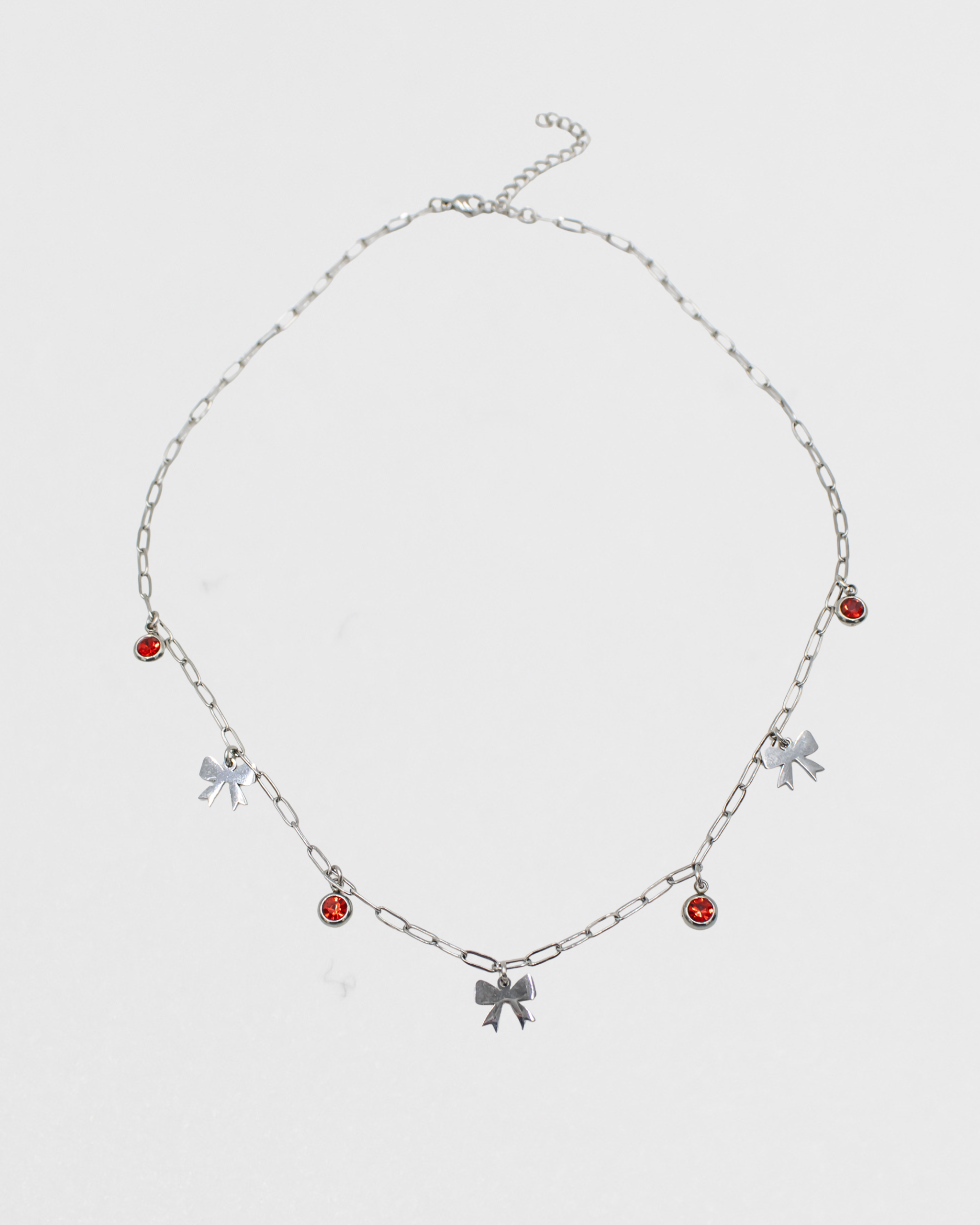 Sparkly Bows Necklace - Silver Steel